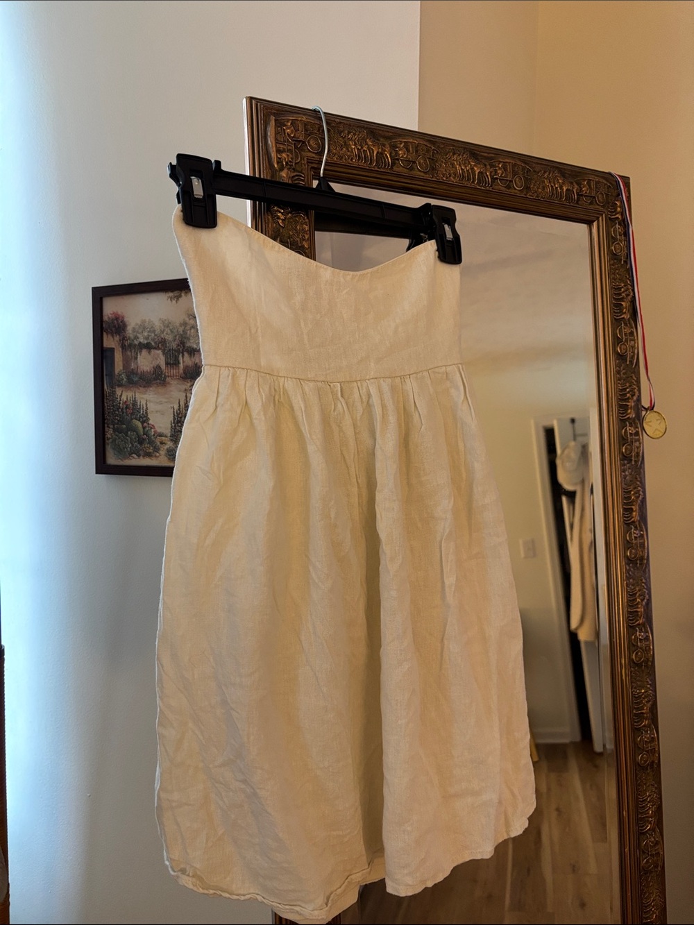 Strapless Cream Linen Romper